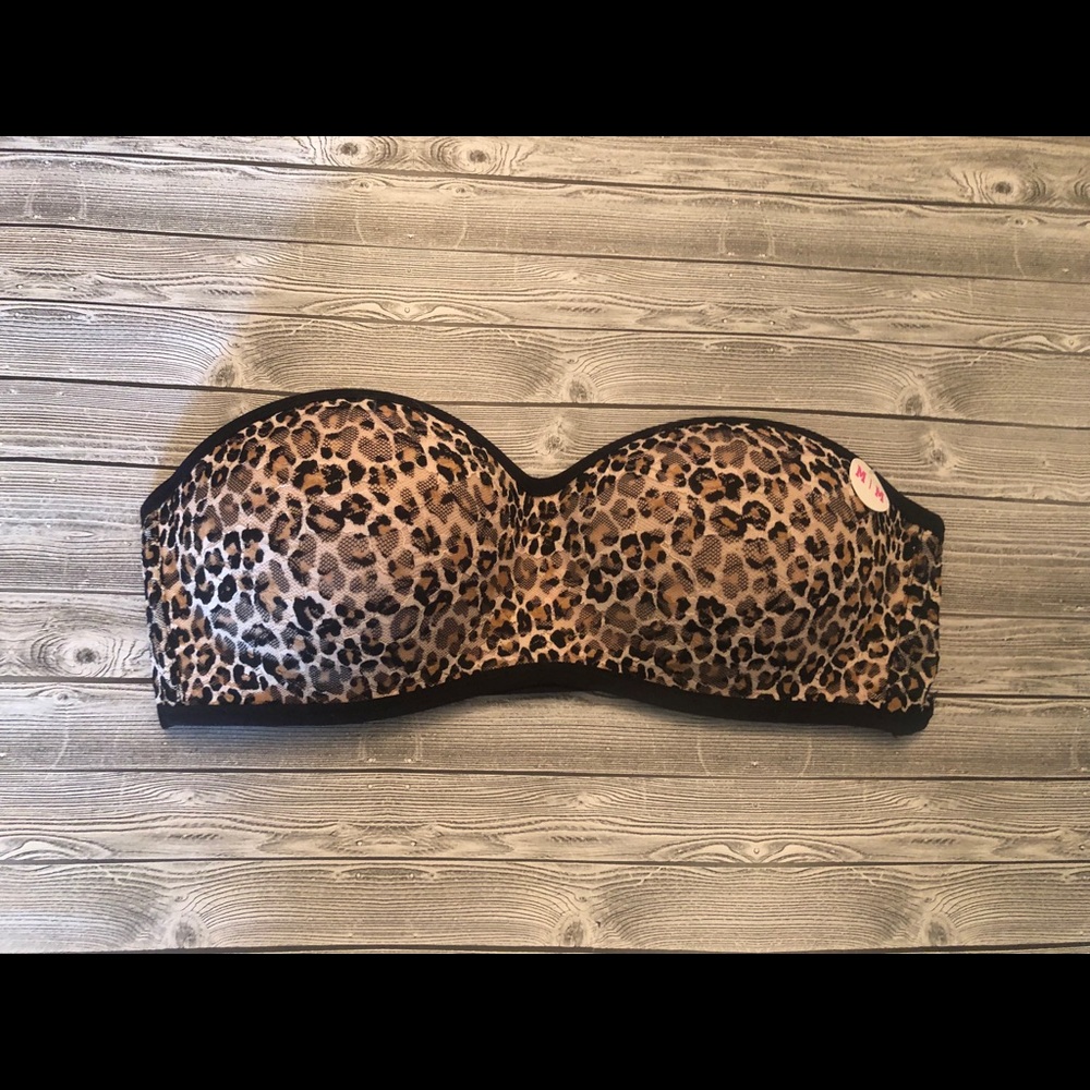 VS Pink strapless cheetah print bra